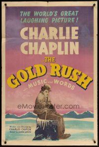 2t395 GOLD RUSH 1sh R41 Charlie Chaplin classic, World's great laughing picture!