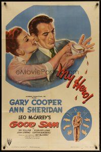 2t396 GOOD SAM style A 1sh '48 great art of Gary Cooper & sexy Ann Sheridan spilling coffee!