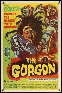 2t397 GORGON 1sh '64 she had a face only a mummy could love, petrifies the screen w/ horror!
