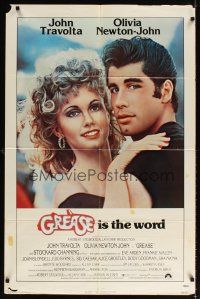 2t399 GREASE int'l 1sh '78 close up of John Travolta & Olivia Newton-John in a most classic musical!