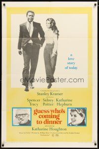 2t404 GUESS WHO'S COMING TO DINNER 1sh '67 Sidney Poitier, Spencer Tracy, Katharine Hepburn!