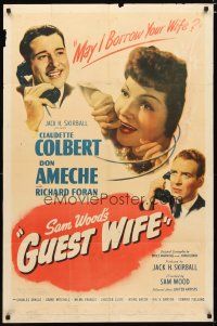 2t406 GUEST WIFE 1sh '45 Don Ameche asks Dick Foran if he can borrow Claudette Colbert!