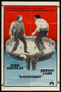 2t408 GUNFIGHT 1sh '71 people pay to see Kirk Douglas and Johnny Cash try to kill each other!