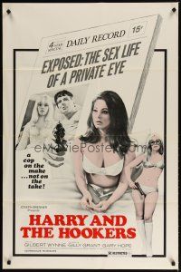 2t418 HARRY & THE HOOKERS 1sh '75 exposed, the sex life of a private eye, sexy art!