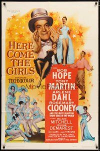 2t437 HERE COME THE GIRLS 1sh '53 Bob Hope, Tony Martin & most beautiful showgirls!