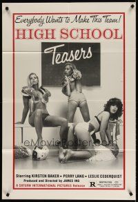 2t441 HIGH SCHOOL TEASERS 1sh '81 sexy cheerleaders in football pads & little else!
