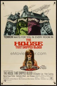 2t458 HOUSE THAT DRIPPED BLOOD 1sh '71 Christopher Lee, Vampires! Voodoo! Vixens!