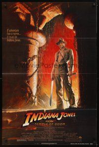 2t478 INDIANA JONES & THE TEMPLE OF DOOM 1sh '84 adventure is Ford's name, Bruce Wolfe art!