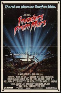 2t484 INVADERS FROM MARS 1sh '86 Tobe Hooper, art by Rider, no place on Earth to hide!
