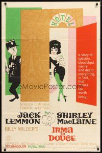 2t488 IRMA LA DOUCE style A 1sh '63 Billy Wilder, great art of Shirley MacLaine & Jack Lemmon!