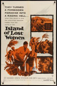 2t490 ISLAND OF LOST WOMEN 1sh '59 hidden, forbidden, untouched beauties in a raging hell!