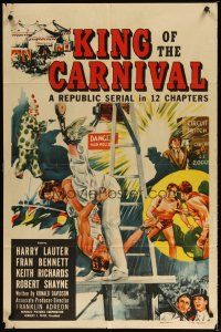 2t528 KING OF THE CARNIVAL 1sh '55 Republic serial, artwork of circus performers!