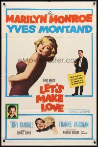 2t562 LET'S MAKE LOVE 1sh '60 two images of super sexy Marilyn Monroe & Yves Montand!
