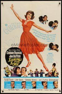 2t572 LOOKING FOR LOVE 1sh '64 great full-length art of pretty singer Connie Francis!