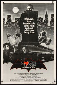 2t577 LOVE AT FIRST BITE 1sh '79 AIP, wacky vampire image of George Hamilton as Dracula!