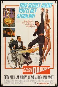 2t595 MAN CALLED DAGGER 1sh '67 Terry Moore, Paul Mantee, great art of guy in wheelchair with guns