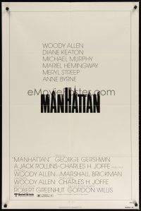 2t599 MANHATTAN 1sh '79 Woody Allen & Diane Keaton, cool New York City title design!