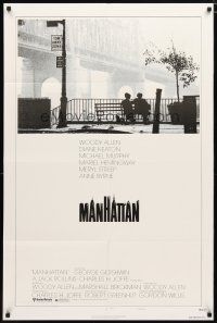 2t600 MANHATTAN style B 1sh '79 classic image of Woody Allen & Diane Keaton by bridge!