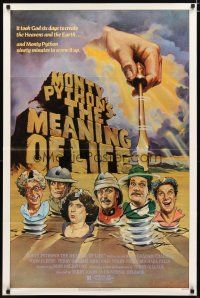 2t621 MONTY PYTHON'S THE MEANING OF LIFE 1sh '83 wacky artwork of the screwy Monty Python cast!