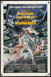 2t622 MOONRAKER 1sh '79 art of Roger Moore as James Bond & sexy Lois Chiles by Goozee!