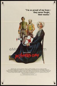 2t627 MOTHER'S DAY 1sh '80 wild horror comedy art of severed head in a box!