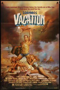 2t632 NATIONAL LAMPOON'S VACATION 1sh '83 art of Chevy Chase, Brinkley & D'Angelo by Boris!