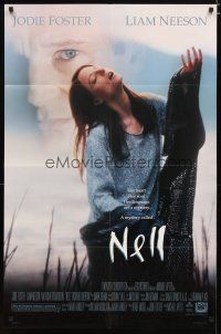 2t636 NELL style A DS 1sh '94 close-up of pretty Jodie Foster, Liam Neeson, Michael Apted directed!