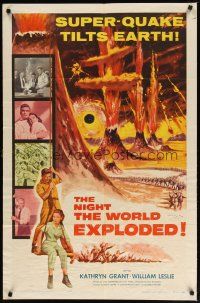 2t651 NIGHT THE WORLD EXPLODED 1sh '57 a super-quake tilts the Earth, nature goes mad!