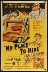 2t654 NO PLACE TO HIDE 1sh '56 biological germ warfare will wipe out the human race!