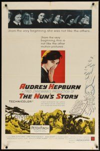 2t656 NUN'S STORY 1sh '59 religious missionary Audrey Hepburn was not like the others, Peter Finch