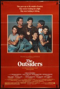 2t678 OUTSIDERS 1sh '82 Coppola, S.E. Hinton, Howell, Dillon, Macchio, Swayze, Lowe, Cruise!