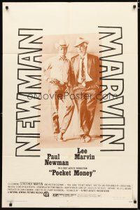 2t697 POCKET MONEY 1sh '72 great full-length portrait of Paul Newman & Lee Marvin!