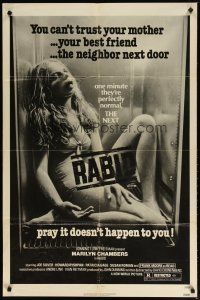 2t716 RABID 1sh '77 gruesome image of girl dead in refrigerator, David Cronenberg directed!