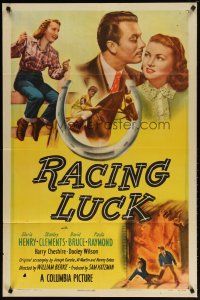 2t719 RACING LUCK 1sh '48 Gloria Henry, David Bruce, jockey Stanley Clements, horse racing!