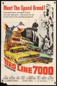 2t728 RED LINE 7000 1sh '65 Howard Hawks, James Caan, car racing artwork, meet the speed breed!