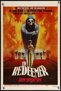 2t730 REDEEMER SON OF SATAN 1sh '78 cool horror art of hooded skeleton and kid with red eyes!