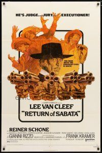 2t734 RETURN OF SABATA 1sh '72 cool artwork of Lee Van Cleef with bizarre pistol!