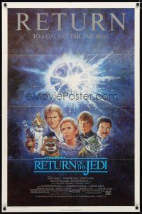 2t736 RETURN OF THE JEDI 1sh R85 George Lucas classic, Mark Hamill, Ford, Tom Jung art!