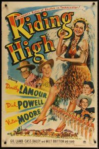 2t745 RIDING HIGH style A 1sh '43 Dorothy Lamour in Native American headdress, Dick Powell