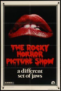 2t749 ROCKY HORROR PICTURE SHOW style A 1sh '75 classic c/u lips image, a different set of jaws!