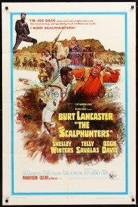 2t760 SCALPHUNTERS 1sh '68 great art of Burt Lancaster & Ossie Davis fighting in mud!