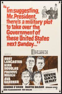 2t771 SEVEN DAYS IN MAY 1sh '64 art of Burt Lancaster, Kirk Douglas, Fredric March & Ava Gardner!