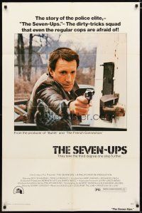 2t772 SEVEN-UPS 1sh '74 close up of elite policeman Roy Scheider pointing gun!
