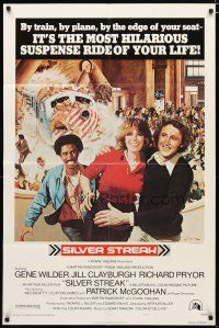 2t785 SILVER STREAK style A 1sh '76 art of Gene Wilder, Richard Pryor & Jill Clayburgh by Gross!