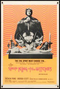 2t788 SIMON - KING OF THE WITCHES 1sh '71 Andrew Prine, wild psychedelic design!