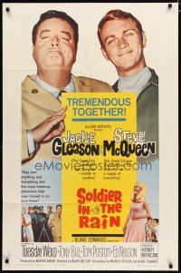 2t812 SOLDIER IN THE RAIN 1sh '64 close-ups of misfit soldiers Steve McQueen & Jackie Gleason!