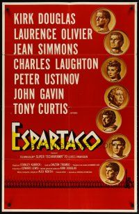 2t828 SPARTACUS Spanish/U.S. 1sh '61 classic Stanley Kubrick & Kirk Douglas epic!