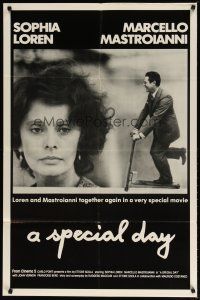 2t830 SPECIAL DAY 1sh '77 great image of Sophia Loren & Marcello Mastroianni!