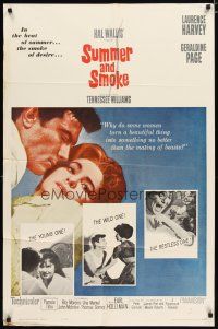 2t860 SUMMER & SMOKE 1sh '61 close up of Laurence Harvey & Geraldine Page!