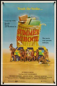2t862 SUMMER SCHOOL 1sh '77 art of sexy teens on the beach, the movie your parents will hate!